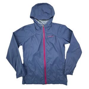 Columbia Girl's Light Blue Pink Full Zip Windbreaker Jacket Size Large 14/16